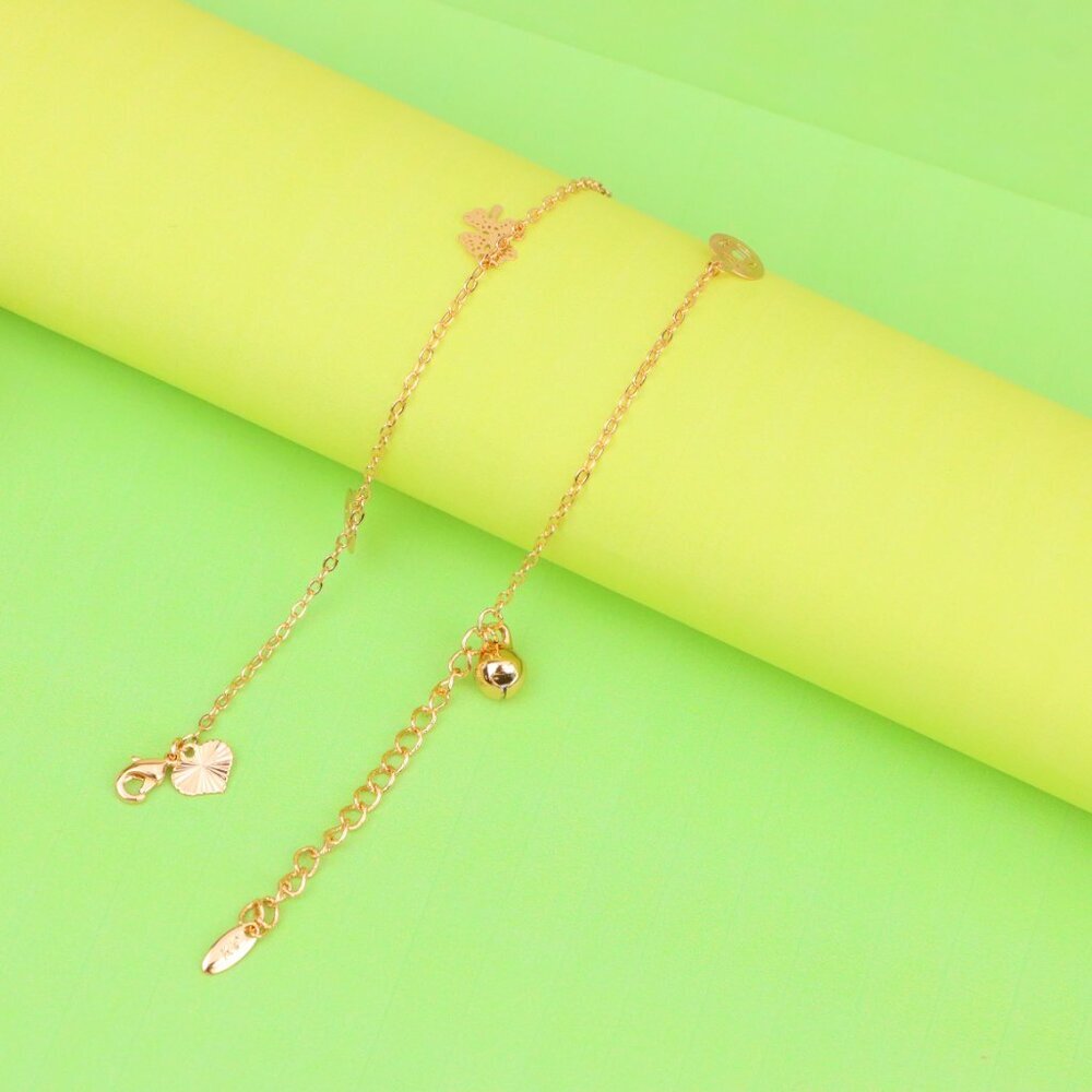 "Delicate Rose Gold Anklet with Lucky Charms & Adjustable Chain, XPAL1073 - Picture 9 of 12
